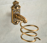 Nail Free Hair Dryer Holder Antique Brass  Bathroom Shelf Rack Washroom Accessories