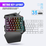 HXSJ J50 One-Handed Gaming Keyboard 35 Keys LED Backlight + Wired Gaming Mouse with Breathing Light 5500 DPI 7 Button Keyboard