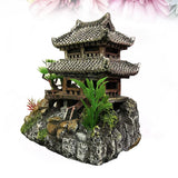 Creative Artificial Hill House Decoration Exquisite Landscape Resin Crafts for Aquarium Fish Tank Decor (Building)