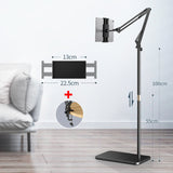160cm Height Adjustable Floor Tablet Stand Foldable Arm Phone Holder Support for 4-13'' iPhone iPad pro 12.9 Lounger Bed Mount
