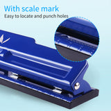 KW-trio Desktop Metal 4-Hole Adjustable Punch 10 Sheet Capacity Paper Hole Puncher with Scraps Collector Reduced Effort