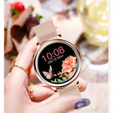 Smart Watch NY33 Fashion Female Smartwatch Stainless Steel Heart Rate Monitor Fitness Tracker Sport For Ladies Girls Women