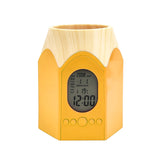 Office Pen Holder Digital Thermometer Clocks Desk Organizer Electronic Temperature Alarm Clock Calendar PE Pencil Container