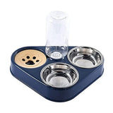 3 in 1 Dog and Cat Feeding Bowl with Dog Water Bottle 500ML Automatic Drinking Pet Bowl Stainless Steel 3 Bowls of Pet Supplies