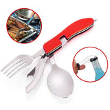 Outdoor Tableware Portable Stainless Steel Cutlery Fork Spoon Picnic Travel Tableware For Camping Equipment Cooking supplies