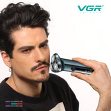 VGR Metal Housing 3D Floating Rotary Electric Shaver for Men Waterproof Beard Electric Razor Face Shaving Machine Rechargeable