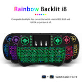 2.4Ghz Wireless Keyboard 7 color backlit i8 Mini Russian English 3 colour Air Mouse with Touchpad Remote Control Android TV Box