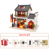 Diy Dollhouse Kit Miniature Building Wooden House Model Japanese-style Sushi Shop Kids Toys Adult Gift Big Doll House Furniture