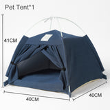 Pet Tent Cave Bed For Cat Small Dog Portable Teepee With Mat Puppy kitten Kennels House Cotton Linen Detachable Pet products
