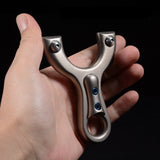 Palm in the treasure stainless steel mini slingshot flat leather slingshot portable outdoor hunting Simple type bow With patch