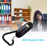 Mini Trimline Corded Phone Fixed Telephone Desk Landline Phone Wall Mountable with Display Caller ID Redial for Hotel Office