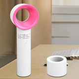 LA Mini Handheld Bladeless Portable USB Rechargeable Fan Fan Household Handy Fan Small Airflow 3 Speed Level Cooling Fan