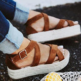 Summer Women's Shoes Sandals Retro Roman Platform Weaving Sandals Platform