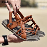 Leather Mens Sandals Summer Fashion Soft Comfortable Gladiator Sandals Beach Men Sandals