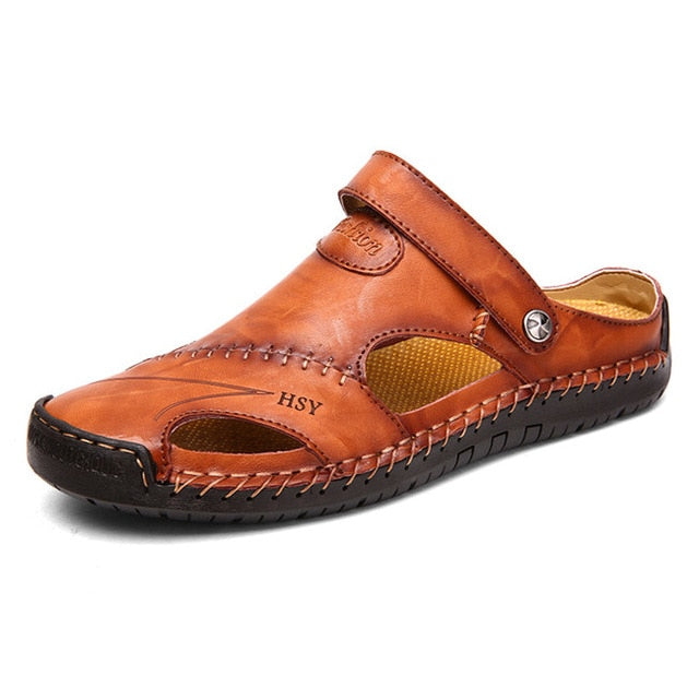 Men Leather Classic Roman Sandals Slipper Outdoor Sneaker Beach Rubber Flip Flops