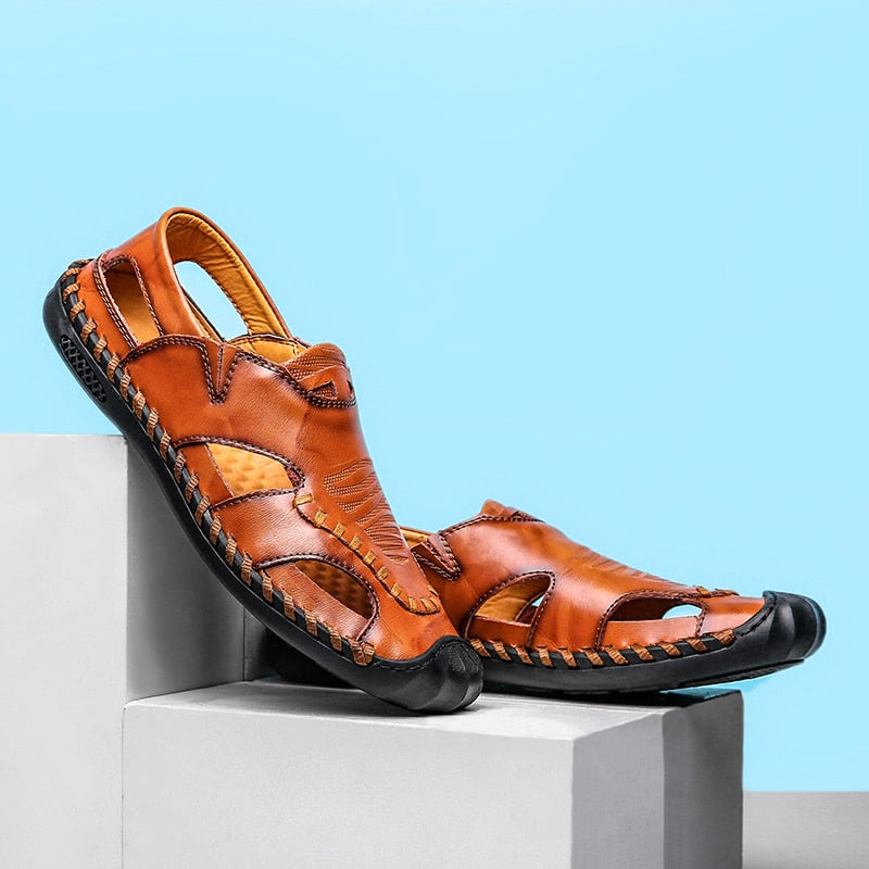 Leather Men's Sandals Classic Roman Sandals Casual shoes Outdoor Beach Man Slipper