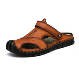 Genuine Leather Men Sandals Summer Quality Beach Slippers